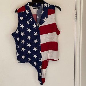 Fifth Sun American Flag Shirt Button Down Bottom Tie-Up